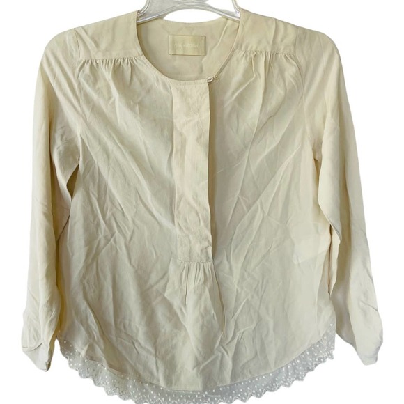 Zadig & Voltaire SILK Size XS Buttondown blouse with lace trim - Picture 1 of 12